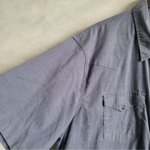 Patagonia Chambray Short Sleeve Snap Button Up Western Blue Wash Hemp XXL - Picture 7 of 8